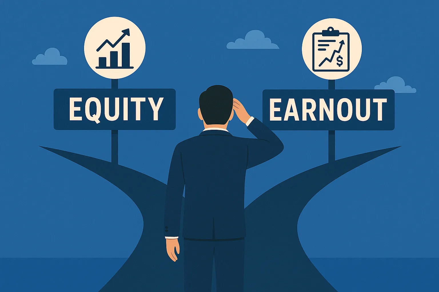 Illustration of equity vs earnout decision in business sale